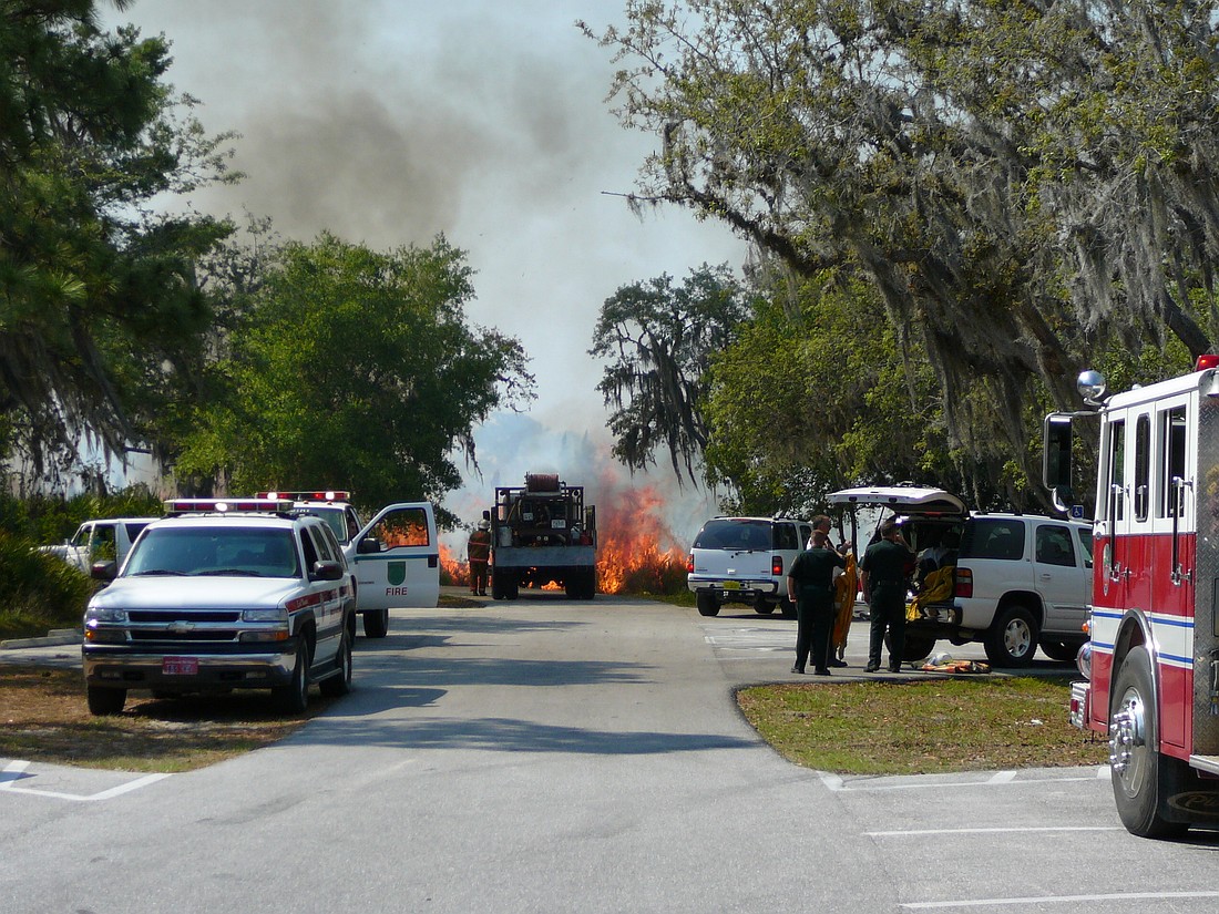 Manatee County extends its burn ban until further notice to protect residents and animals from wildfires. This photo was taken by the East Manatee Fire Rescue in June 2024 when over 100 acres burned at Lake Manatee State Park.