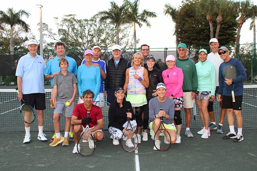 Athletes with The Sanctuary at Longboat Key Club Community Association hit the courts for a tennis social on Feb. 15 at the condominium.