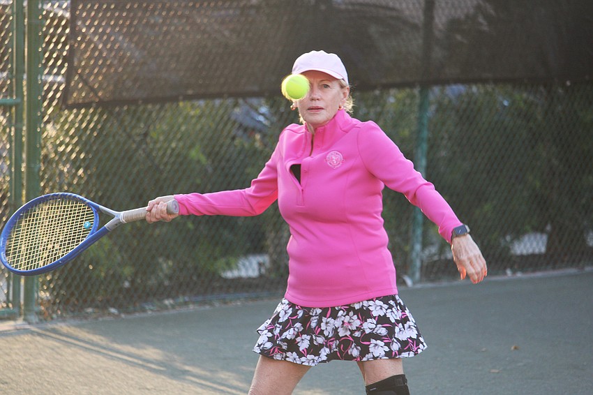 Terry Creighton has her eye on the ball.
