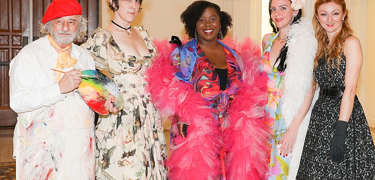 Carl Mario Nudi, Sarafina Murphy-Gibson, Ivy Sunflower, Marina Elaine and Sarah Jefferies on the promenade deck.