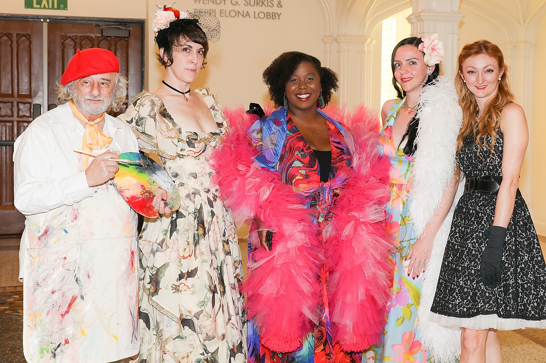 Carl Mario Nudi, Sarafina Murphy-Gibson, Ivy Sunflower, Marina Elaine and Sarah Jefferies on the promenade deck.