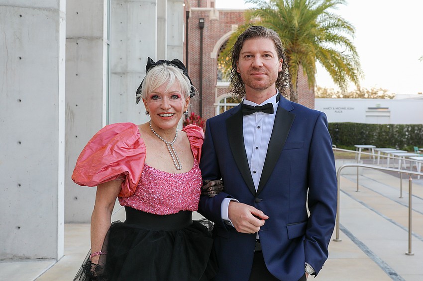 Elilsabeth Waters and Denys Laptiev on the promenade at Sarasota Art Musuem.
