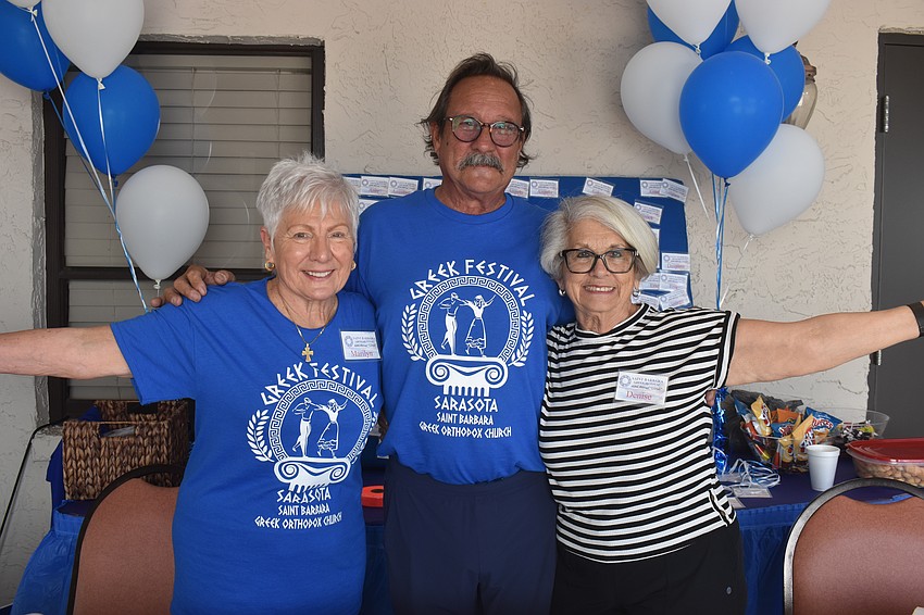 Volunteer Chair Marilyn Blazakis, George Karabatsos and Denise Chimbos are eager to celebrate their Greek heritage at the St. Barbara 42nd Annual Greek Festival.