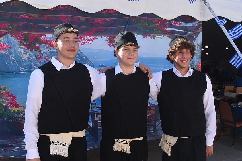 Peter Lykiardopoulos, Gianni Cappelluti and Harrison Barakos are part of the St. Barbara's Hellenic Folk Dance Group to perform at the St. Barbara 42nd Annual Greek Festival.