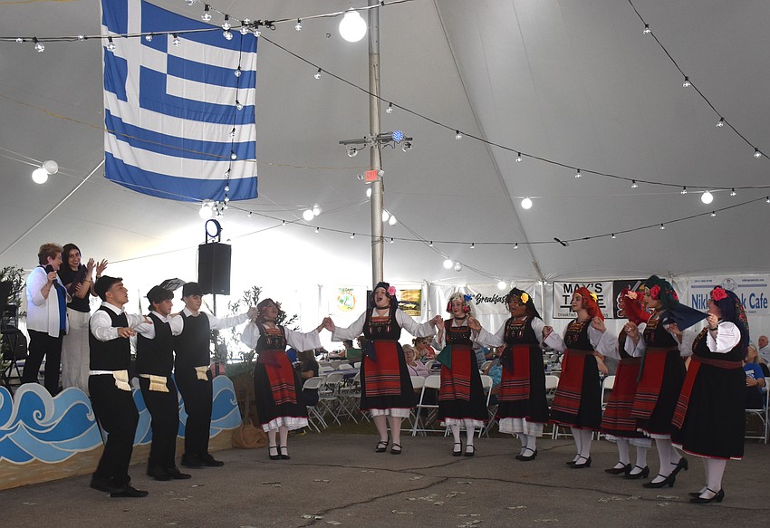 St. Barbara's Hellenic Folk Dance Group performs Greek dances traditionally performed at festivals, weddings and social gatherings on the first day of the St. Barbara 42nd Annual Greek Festival.