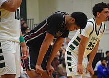 Junior guard Anthony Bailey (center) was one of several players who couldn't find their offensive groove in Braden River's season-ending loss Feb. 20 to St. Petersburg.