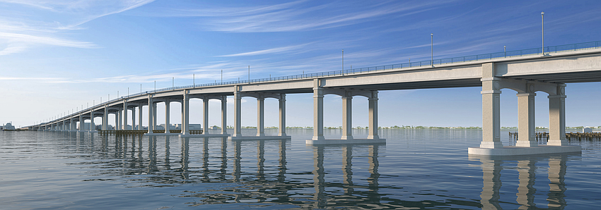 A fixed span bridge will replace the Cortez drawbridge. Construction will take more than three years while the new bridge is built just to the north of the existing bridge. A fixed span bridge will replace the Cortez drawbridge. Construction will take more than three years while the new bridge is built just to the north of the existing bridge.