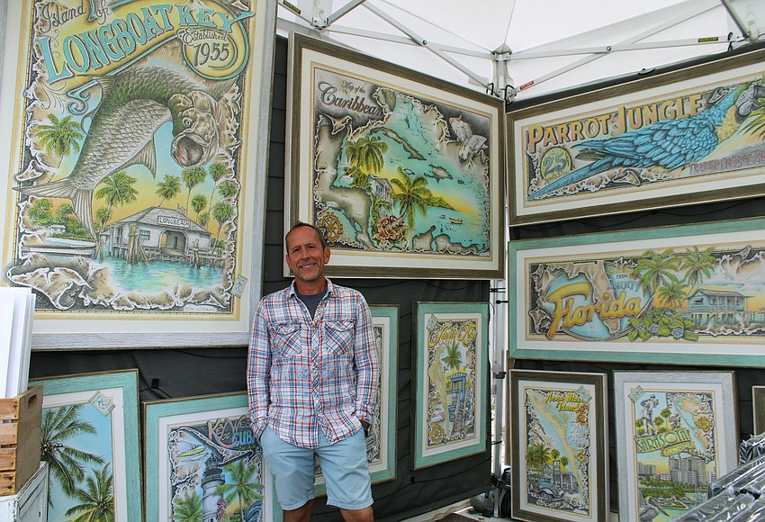 Mike Williams brings an Old Florida vibe to his works that celebrate some of the region's most iconic spots, including Longboat Key. Visit BlueIslandGraphics.com for more about his prints and custom artwork.
