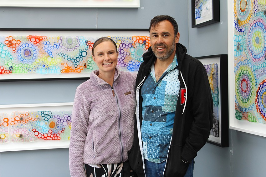 Chelsea and Jeremy Griffith developed their own technique for fusing handblown bubbles of colorful glass to craft their wall art. Their southern Illinois-based studio, Delish Glass, gives a glimpse into the process.