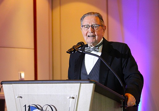 Rabbi Howard Simon, master of ceremonies at Temple Beth Israel's 47th annual gala, welcomes attendees to the event on Feb. 22 at the Sarasota Yacht Club.