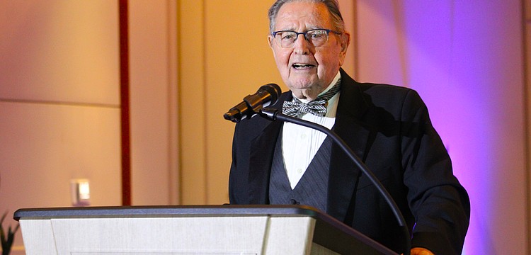 Rabbi Howard Simon, master of ceremonies at Temple Beth Israel's 47th annual gala, welcomes attendees to the event on Feb. 22 at the Sarasota Yacht Club.