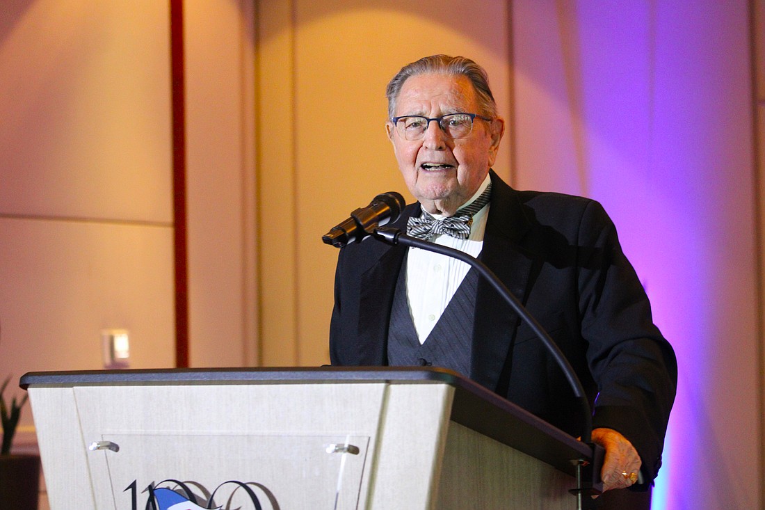 Rabbi Howard Simon, master of ceremonies at Temple Beth Israel's 47th annual gala, welcomes attendees to the event on Feb. 22 at the Sarasota Yacht Club.