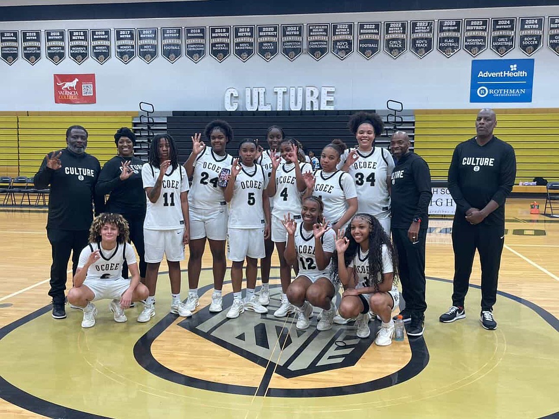 Ocoee High girls basketball team celebrated its regional semifinal win over Timber Creek.