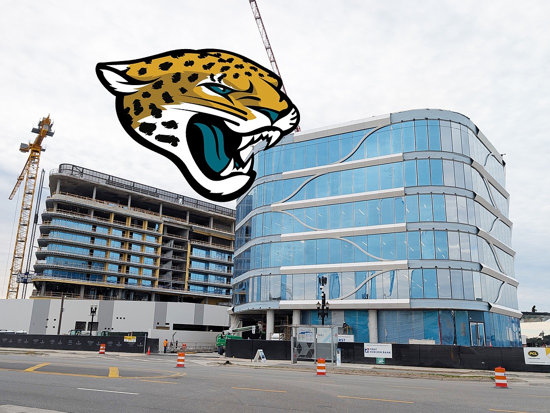 The Jacksonville Jaguars have moved the team headquarters offices into the One Tower Court office building, shown under construction on Dec. 30, 2025.