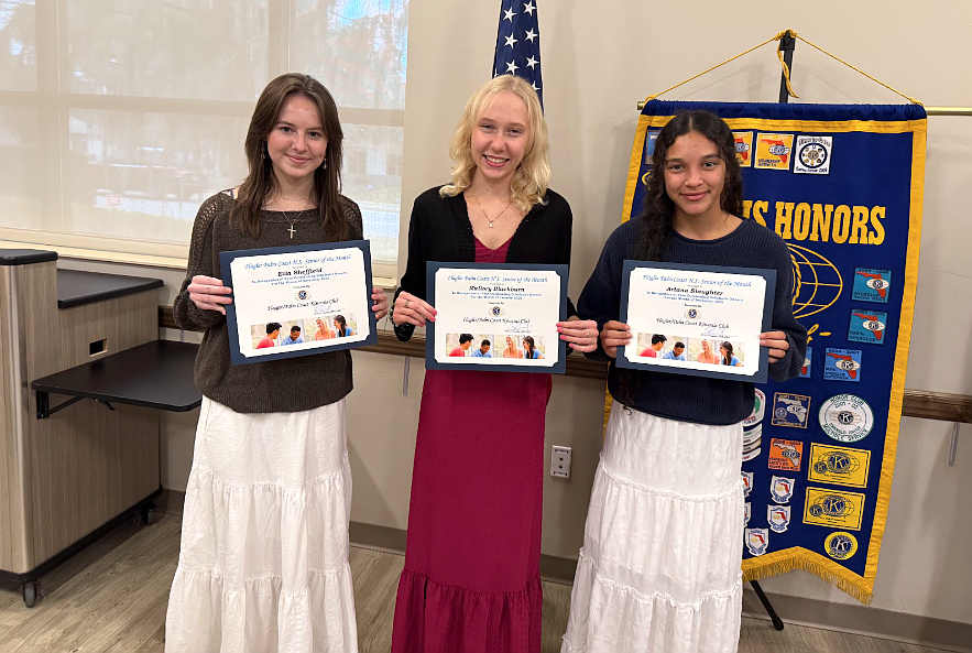 Flagler Palm Coast Kiwanis Club's FPC High School Seniors of the Month Ella Sheffield, Mallory Blackburn and Arianna Slaughter. Courtesy photo