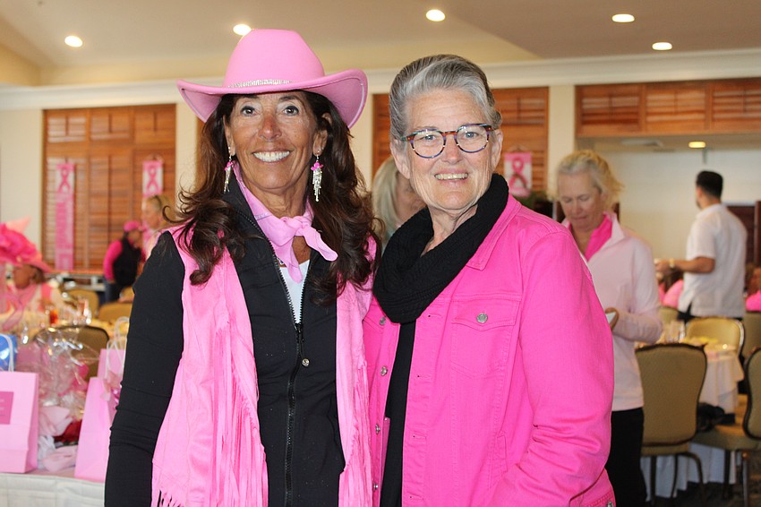 Lisa Tyson, one of the main coordinators of the Swing for the Cure golf day, and Breast Health Sarasota, Inc. chair Suellen Kaeb were grateful golfers braved the cold the morning of Feb. 24 at the Longboat Key Club.
