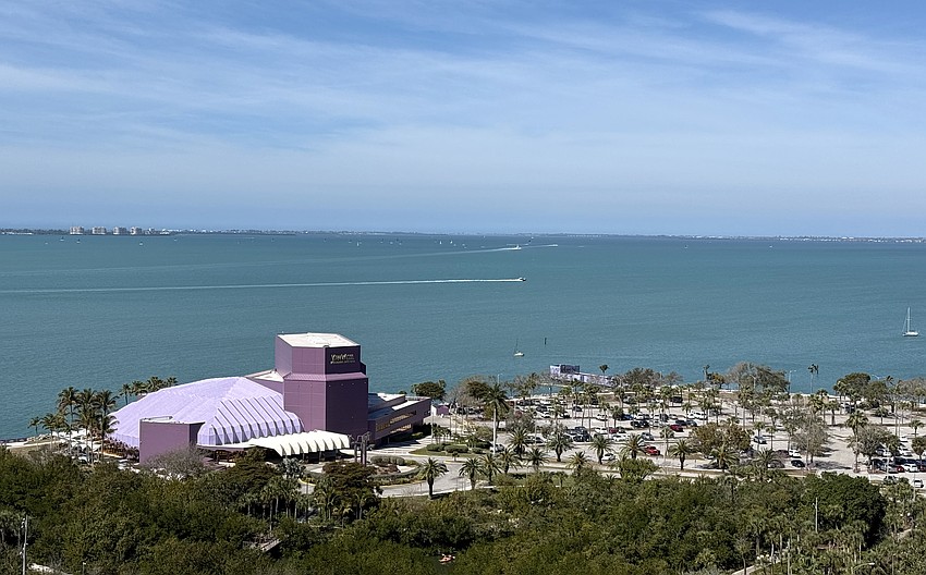 The view of Sarasota Bay from a 15th-floor condominium in One Park Residences.