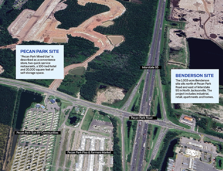 A 12.2-acre vacant commercial site at 671 Pecan Park Road, west of I-95 and east of International Airport Boulevard, is being looked at for development.