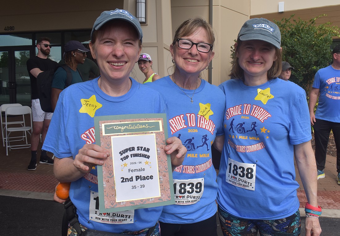Suncoast Stars Community's Jenny Audet, Julie Audet and Laurel Audet are grateful for the program that provides a wide array of activities including dance, music, fitness and nutrition, knitting, Bible study, crafts, and more.