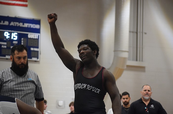 Junior Freedom McDaniel of the 215-pound weight class is one of eight Braden River wrestlers headed to the FHSAA individual state championships. He's also one of three who have won both regional and district crowns this postseason.
