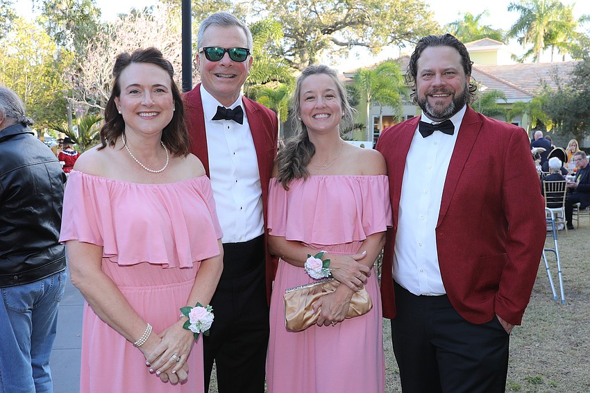 Double dating for the prom are Stacey and Michael Corley with Jeney and James Slusser, complete with corsages.