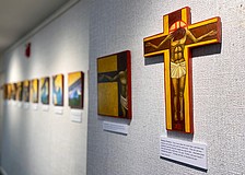Included in artist Christine Hales' new exhibition at All Angels by the Sea Episcopal Church is a series centering on the crucifixion of Jesus. The display is open to the public through the end of April.