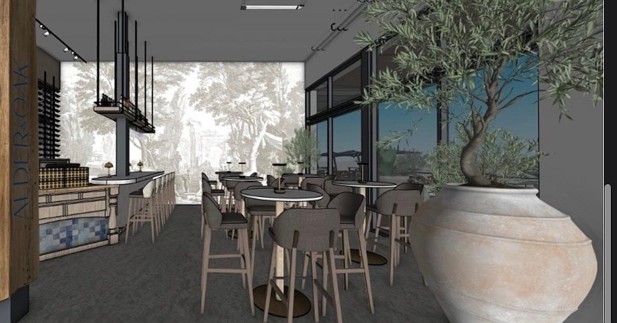 A rendering shows the interior of the proposed Alder & Oak restaurant in Jacksonville Beach. It is planned in the former site of Jekyll Brewery at 131 First Ave. N.
