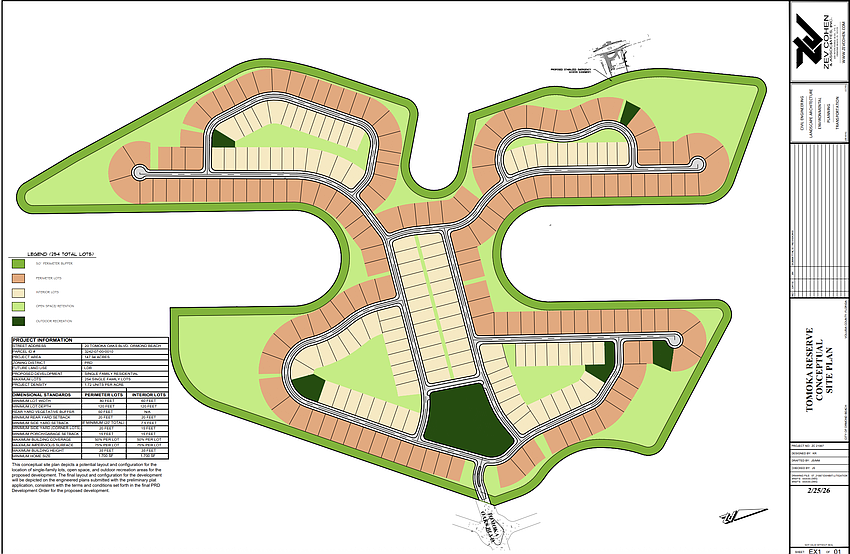 Tomoka Reserve's new site plan, submitted to the city on Feb. 25. Courtesy of the City of Ormond Beach