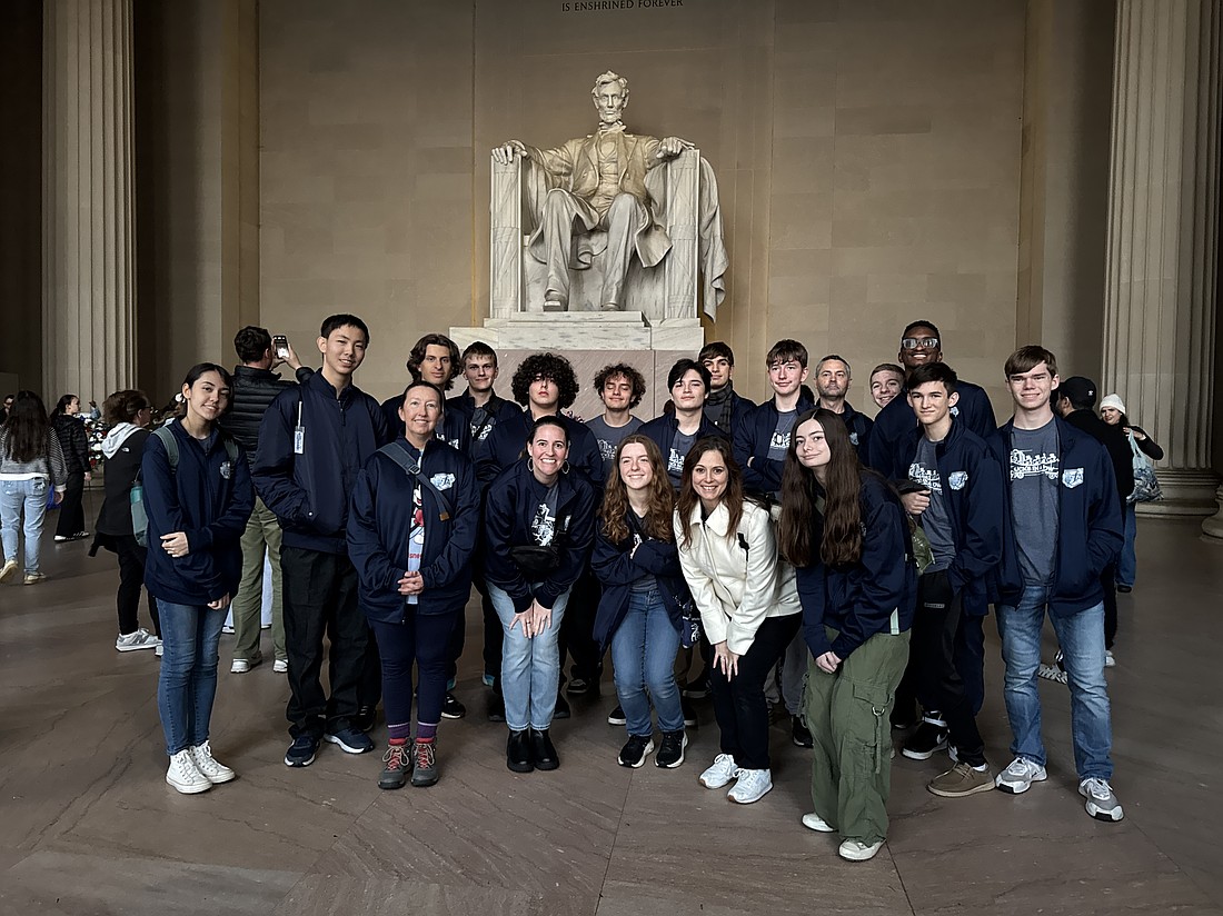 The robotics team took time to visit historic monuments.