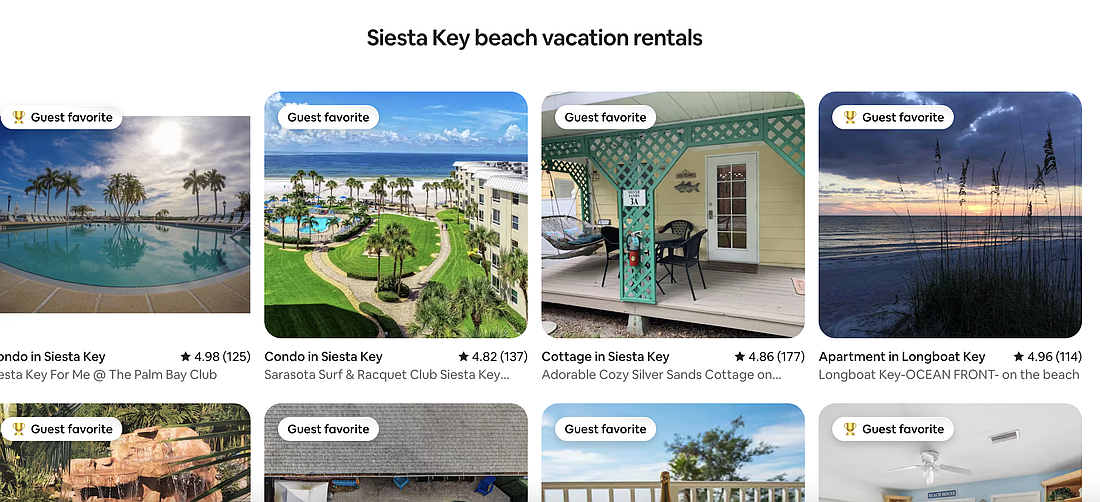 Airbnb has thousands of properties available on the west coast of Florida.