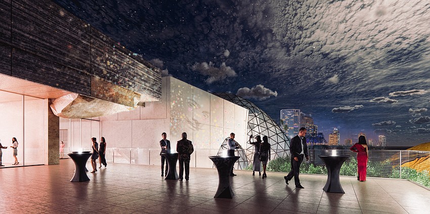 A rendering of an outdoor event space in the planned 35,000-square-foot expansion to The Dali Museum in downtown St. Petersburg. A rendering of an outdoor event space in the planned 35,000-square-foot expansion to The Dali Museum in downtown St. Petersburg.