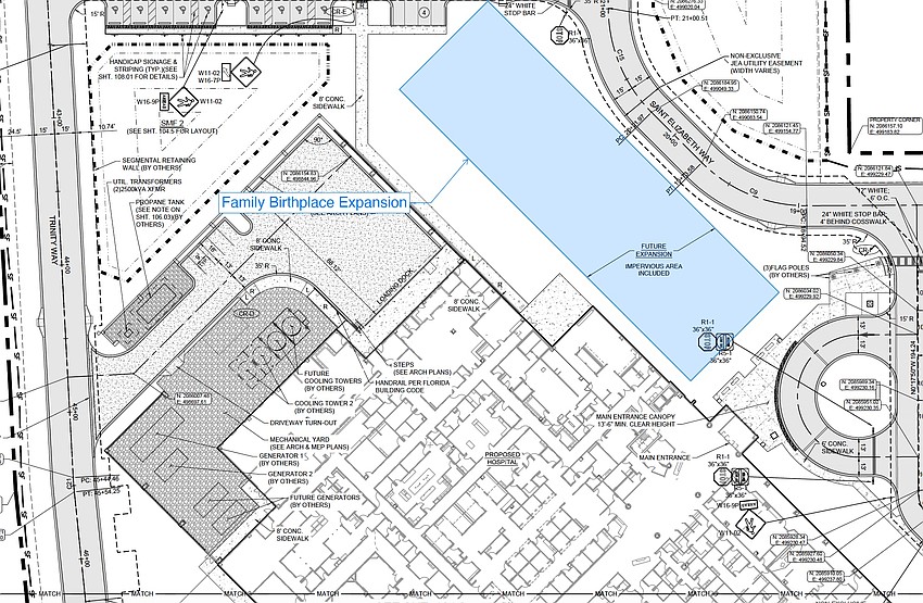 Ascension St. Vincent’s hospital plans to add a 28,000-square-foot birthing center to its medical campus at Interstate 95 and County Road 210 West in St. Johns County.