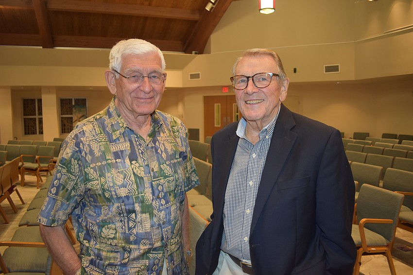 Klaus Long, president of the church when it was built, and former pastor, Rev. Robert Zimmer.