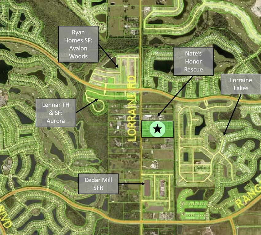 The star is where Ralph Taylor's Nurseries is currently located on Lorraine Road. The proposal was to build 232 townhomes in its place.