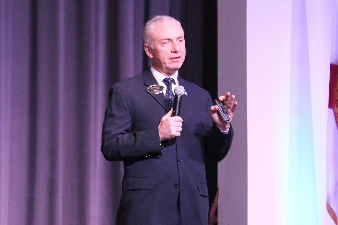 Chief Technology Officer Dr. Matt Kuhn speaks during the State of our Schools event on Thursday, March 5. Photo by Jarleene Almenas