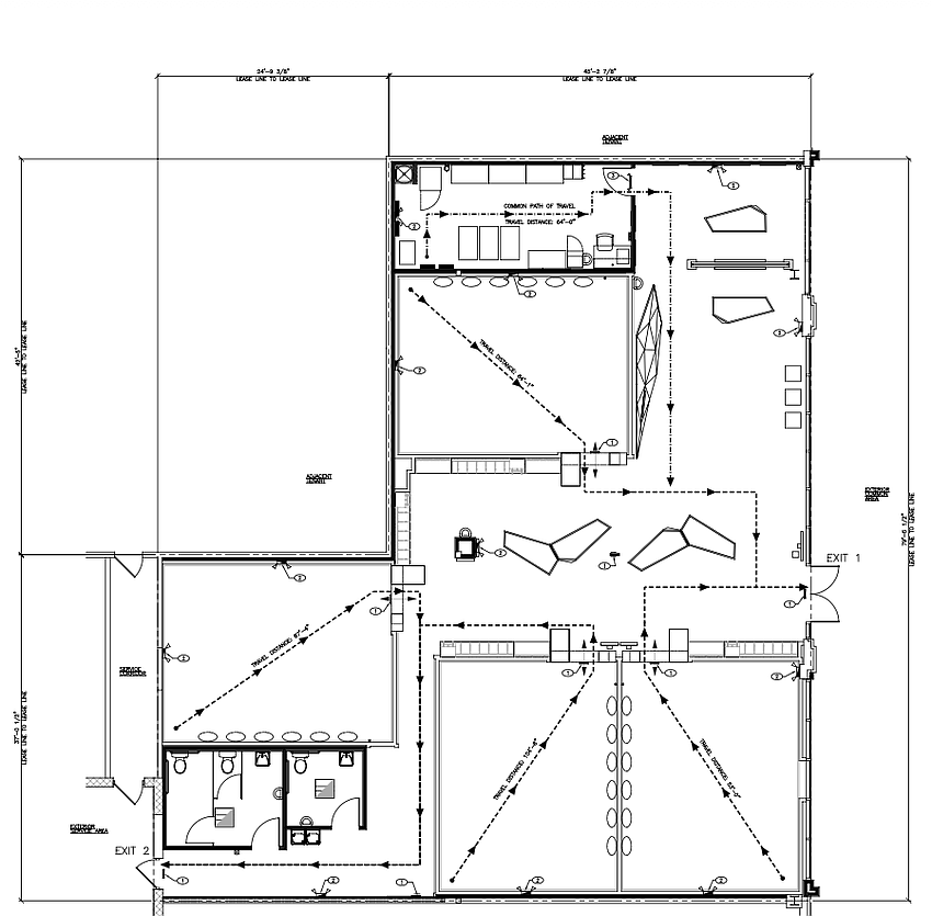 A conceptual plan for the interior of Sandbox VR.