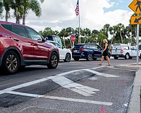 Speed tables have been installed ahead of pedestrian crosswalks at St. Armands Circle, a popular shopping and dining destination on the barrier islands across the Ringling Causeway Bridge.