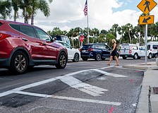 Speed tables have been installed ahead of pedestrian crosswalks at St. Armands Circle, a popular shopping and dining destination on the barrier islands across the Ringling Causeway Bridge.