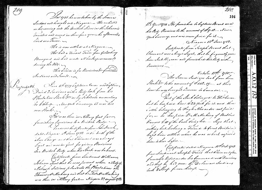 A document details Thomas McMicking's claim to be a loyalist.