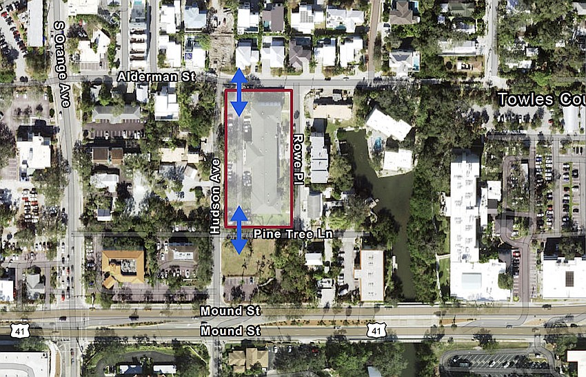 Outlined in red, Alderman Oaks Retirement Center has been rezoned from Residential Multiple Family to Downtown Edge district. Outlined in red, Alderman Oaks Retirement Center has been rezoned from Residential Multiple Family to Downtown Edge district.