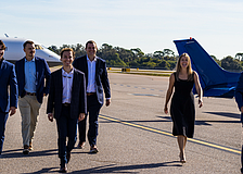 The AvSky Charters team on the tarmac at Venice Municipal Airport.