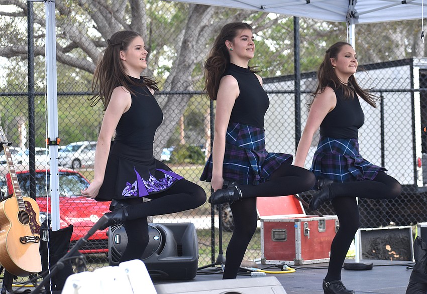 Fish Hawk's Madison Seelye, 13, Haley Seelye, 15, and Ashlynn Seelye, 17, perform as a sister trio with Drake Irish Dance.