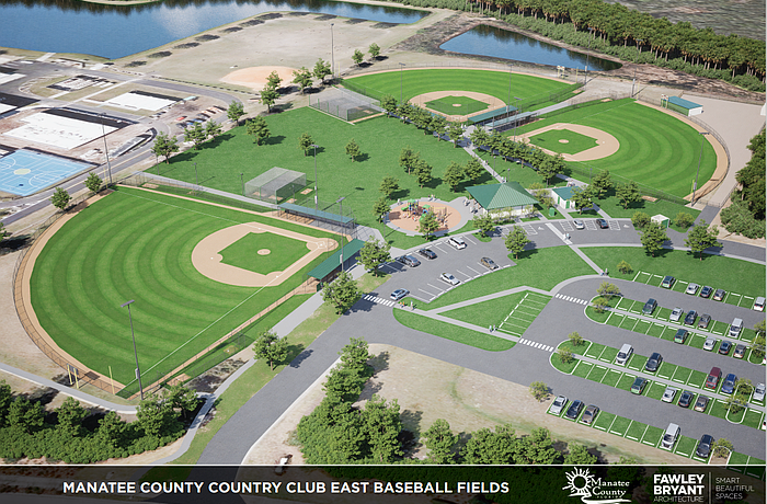 This rendering illustrates the plan for three youth baseball fields at Country Club East Park.