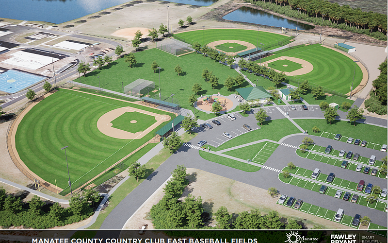 This rendering illustrates the plan for three youth baseball fields at Country Club East Park.