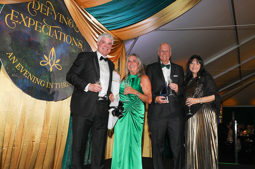 Paul Seed, Susan and Jim Travers and Tania Castroverde Moskalenko. The Travers received the 2026 Patron of the Arts award.