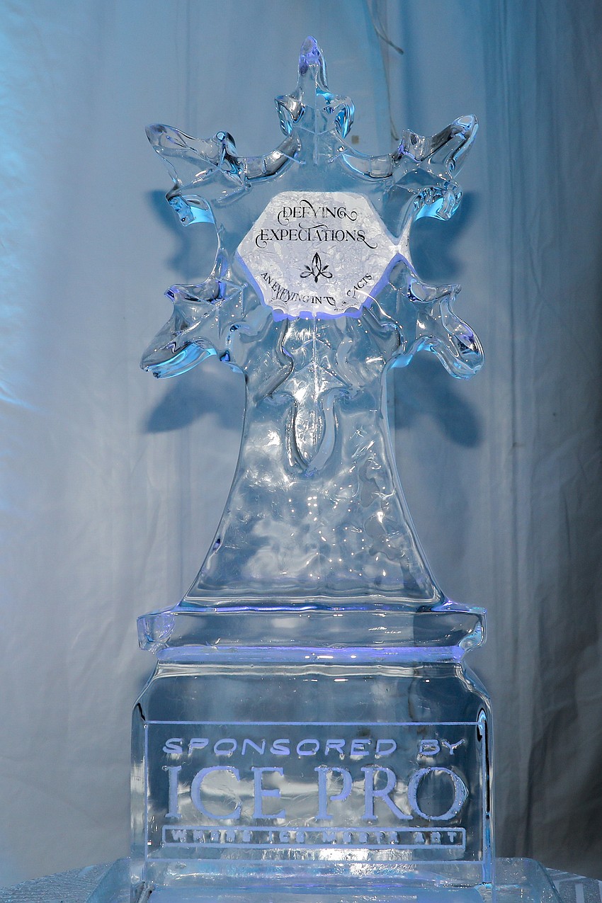 A custom ice sculpture designed by the experts at Ice Pro.