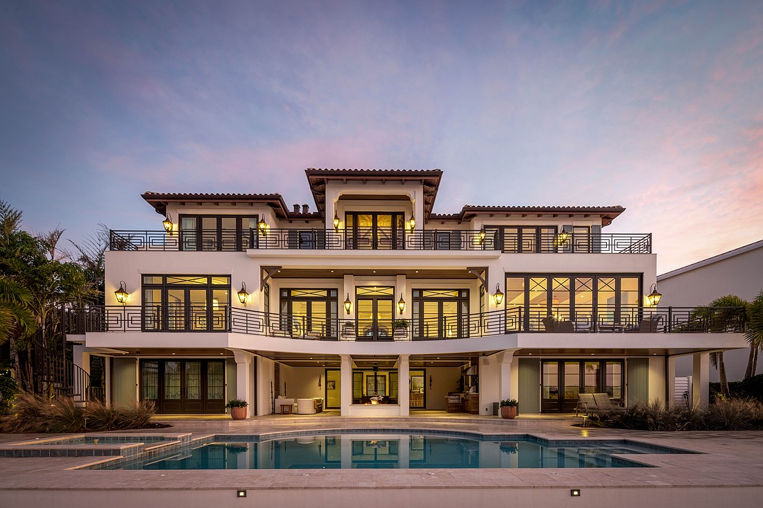 The home at 1356 Harbor Drive was built in 2017 and has five bedrooms, five-and-two-half baths, a pool and 6,752 square feet of living area.