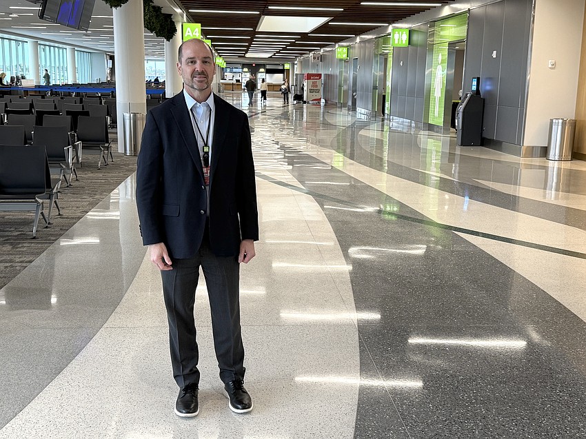 Sarasota-Bradenton International Airport's Mark Stuckey in the new Concourse A.