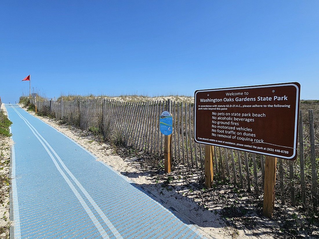 The entrance to the beach at Washington Oaks Gardens State Park. Here to Varn Park makes up Reach III of Flagler County's beach renourishment plan. Photo by Sierra Williams