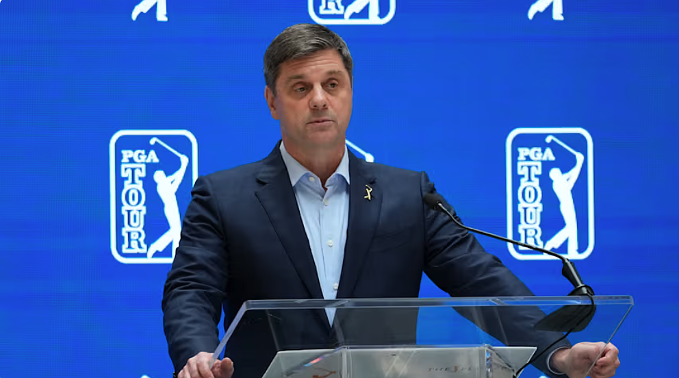 PGA Tour CEO Brian Rolapp spoke at a news conference March 11 ahead of this week’s Players Championship at TPC Sawgrass in Ponte Vedra Beach.